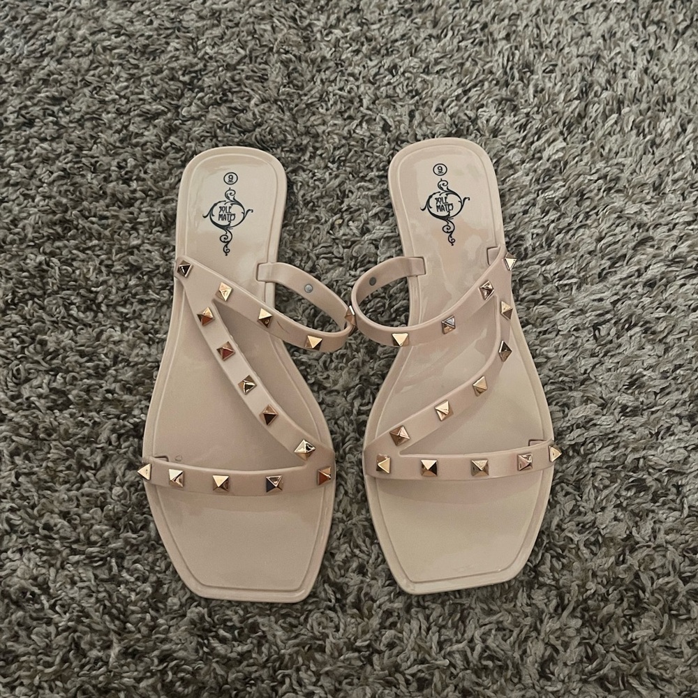 Sole Mates Studded Square-Toe Jelly Sandals Bundle- Black and Nude - Picture 3 of 7